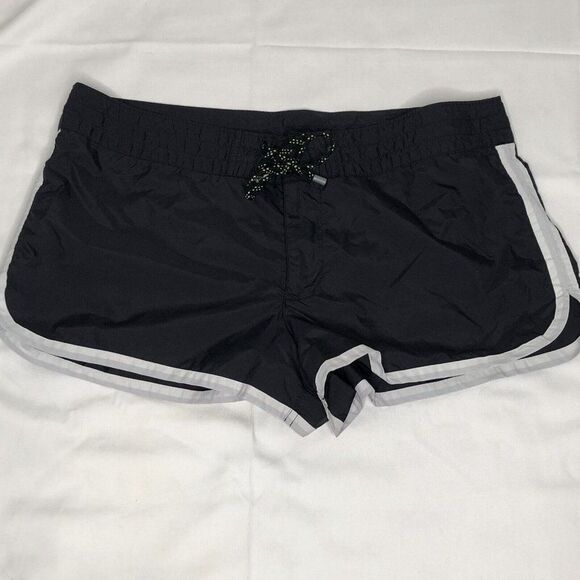 J. Crew Womens Size 10 Black Nylon Board Shorts Swim Lace Up Zip Hook & Loop - Picture 1 of 6
